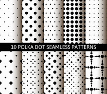 Unusual Black White Polka Dot Pattern Set