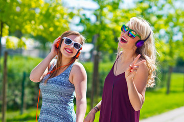 Two girl friends having fun