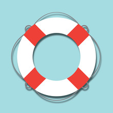 White Lifebuoy With Red Stripes. Isolated Vector Illustration