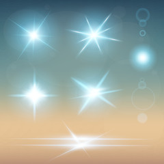 Wall Mural - Creative concept Vector set of glow light effect stars bursts with sparkles isolated on black background. For illustration template art design, banner for Christmas celebrate, magic flash energy ray