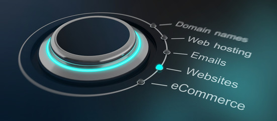Button or dial with internet terms to select