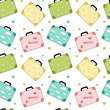 cute cartoon seamless vector pattern background illustration with patterned travel suitcase
