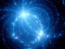 Blue Glowing Electromagnetic Plasma Field In Space