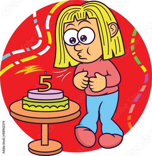 Funny Little Girl Blowing Out Candle On Birthday Cake Cartoon Illustration On Isolated Background Stock Vector Adobe Stock Funny Little Girl Blowing Out Candle On Birthday Cake Cartoon Illustration On Isolated Background Stock Vector Adobe Stock