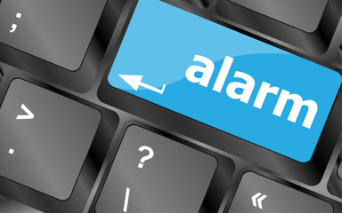Poster - alarm button on a black computer keyboard. Keyboard keys icon button vector
