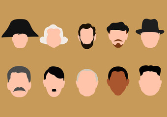 Historical person, presidents heads without faces