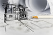 concept of dream house draw by designer with construction drawin