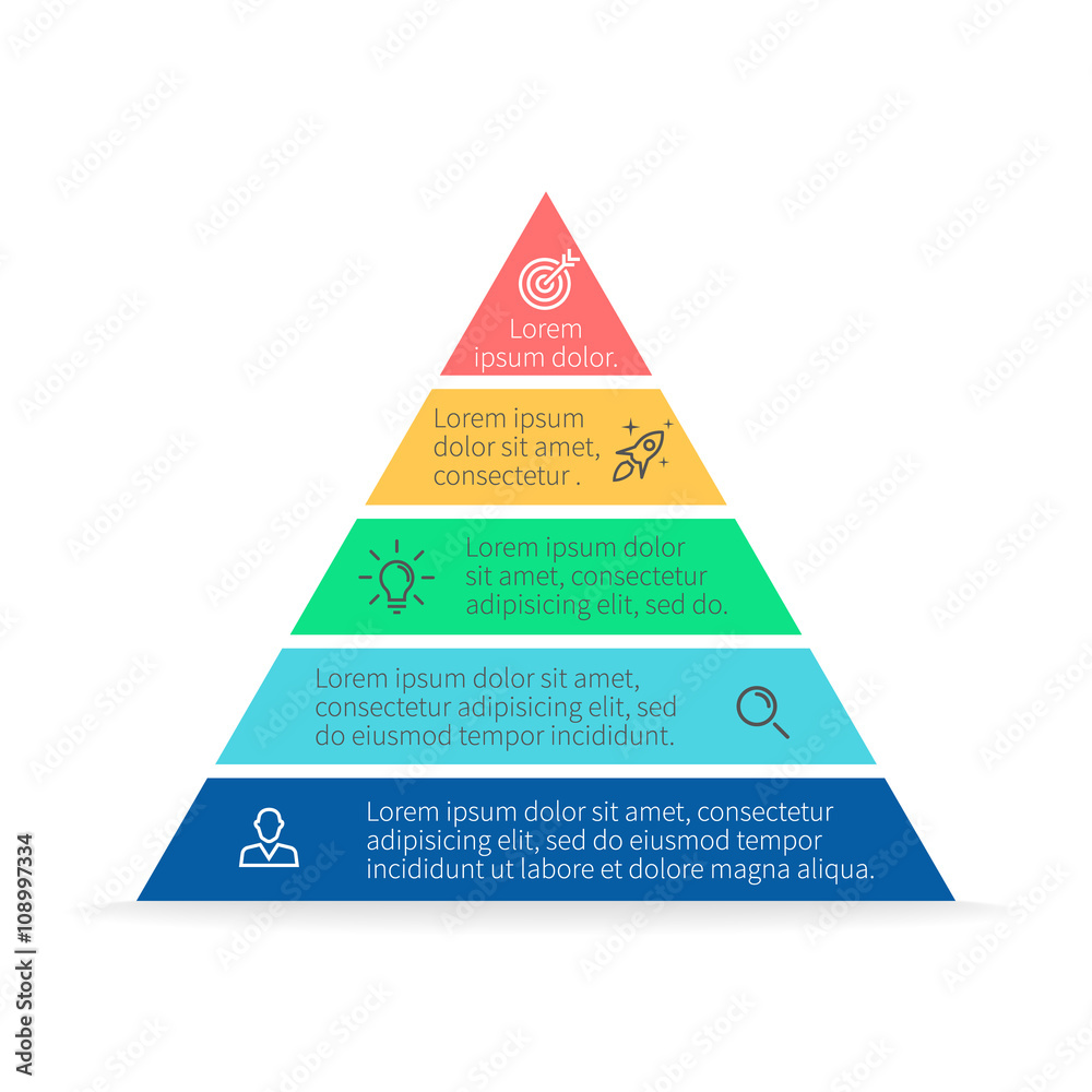 Pyramid for infographics. Vector chart, diagram with 5 steps, options ...