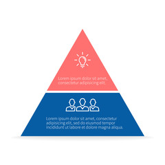 Pyramid for infographics. Vector chart, diagram with 2 steps, options. 