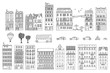 Collection of hand drawn European style houses