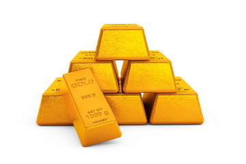 Aufkleber - Pyramid from Golden Bars. 3d Rendering