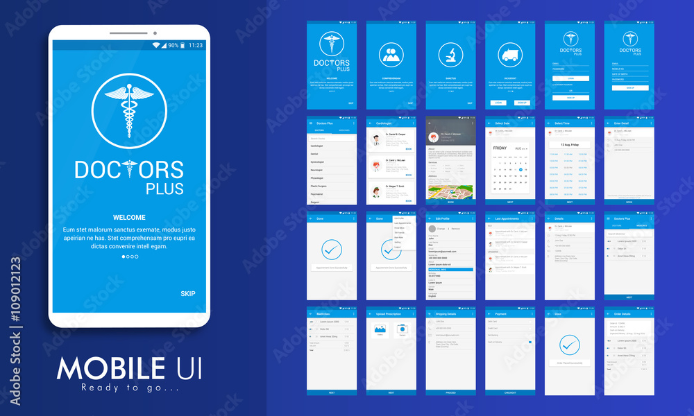 UI, UX and GUI for Medical Mobile Apps. Stock Vector | Adobe Stock