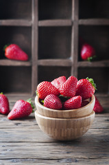 Canvas Print - Sweet fresh strawberry on the wooden table