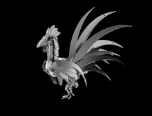 Rooster Robot On A Black Background. The Symbol Of The New Year