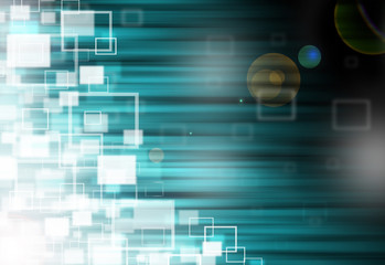 Wall Mural - dark blue ray lights technology defocused square abstract background.