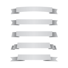 Set of grey ribbons isolated on white background