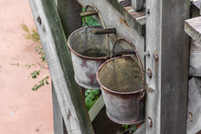Two Rusty Bucket Inside The Attraction, Big Thunder Mountain In Disneyland Paris