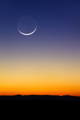 beautiful new moon at sunset in madagascar