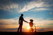 Man and robot meet and handshake. Concept of the future interaction with artificial intelligence