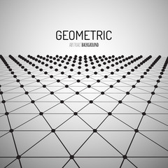 Wall Mural - Technology vector geometric background. Futuristic concept. Connected triangles with dots.