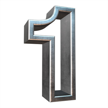 3d silver metal frame letter rendering with silver metal empty l