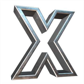 3d silver metal frame letter rendering with silver metal empty l