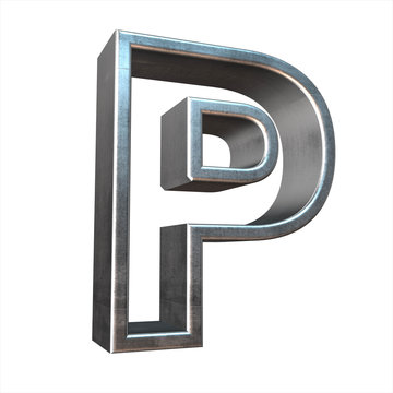 3d silver metal frame letter rendering with silver metal empty l