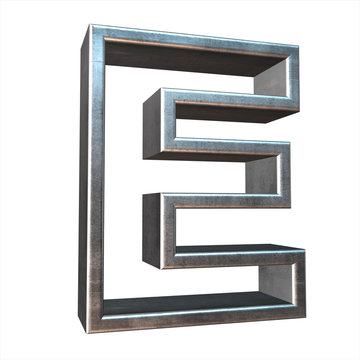 3d silver metal frame letter rendering with silver metal empty l
