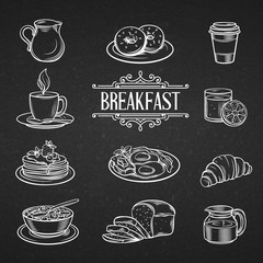 decorative hand drawn icons breakfast foods
