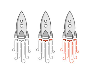 Wall Mural - modern line set of rockets icons