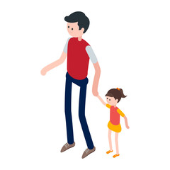 Isometric man and child.