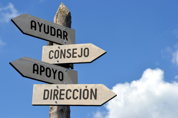 Canvas Print - Ayudar, consejo, apoyo, direccion - signpost in Spanish.