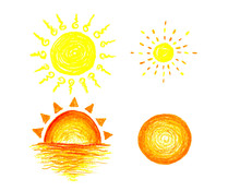 Set Of Sun Icon, Hand Draw