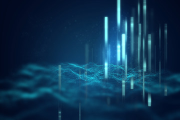 Poster - blue geometric  shape abstract technology background