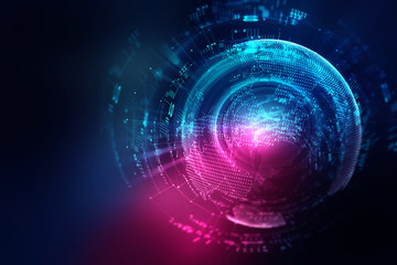 Poster - blue geometric circular shape abstract technology background