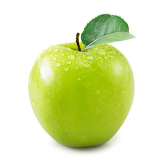 Sticker - Green apple isolated on white background