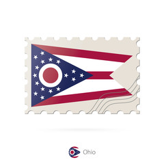 Wall Mural - Postage stamp with the image of Ohio state flag.