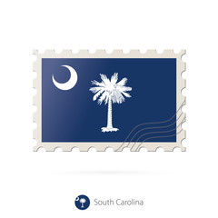 Wall Mural - Postage stamp with the image of South Carolina state flag.