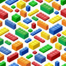 Seamless Background. Isometric Plastic Building Blocks And Tiles
