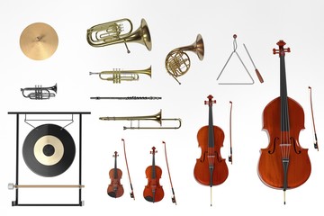 Wall Mural - 3d renderings of orchestra musical instruments