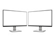 Two Computer Monitors with blank screen Mockup Isolated on White