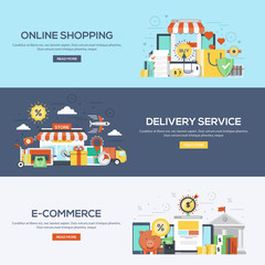 Poster - flat designed banners- shopping and commerce
