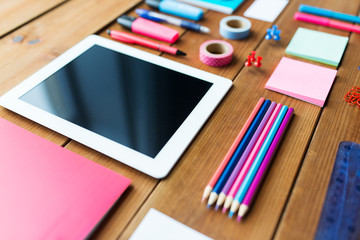 Wall Mural - close up of school supplies and tablet pc