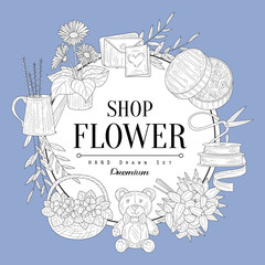 Sticker - Flower Shop Vintage Sketch