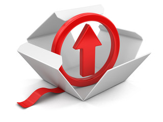 Poster - Open package with arrow up. Image with clipping path
