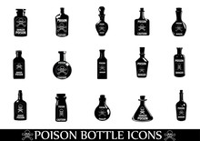 Poison Icons,Potion Bottle,Medicine Bottles Vector Icons Set
