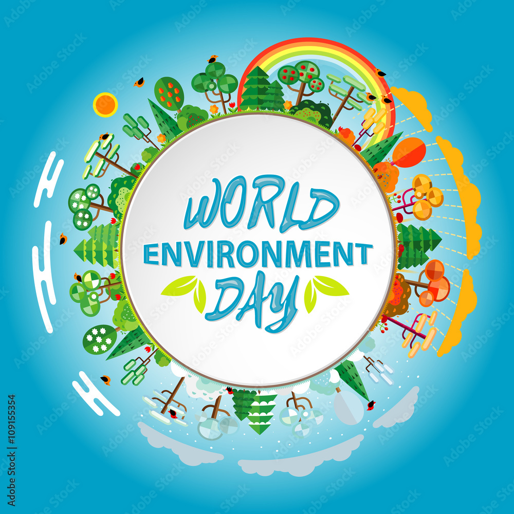 World Environment Day Concept Green Eco Earth Vector Illustration World Environment Day Concept Green Eco Earth Vector Illustration
