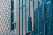 Close up glass building detail in shanghai,china.blue toned image.