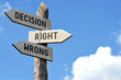 Decision, right, wrong signpost