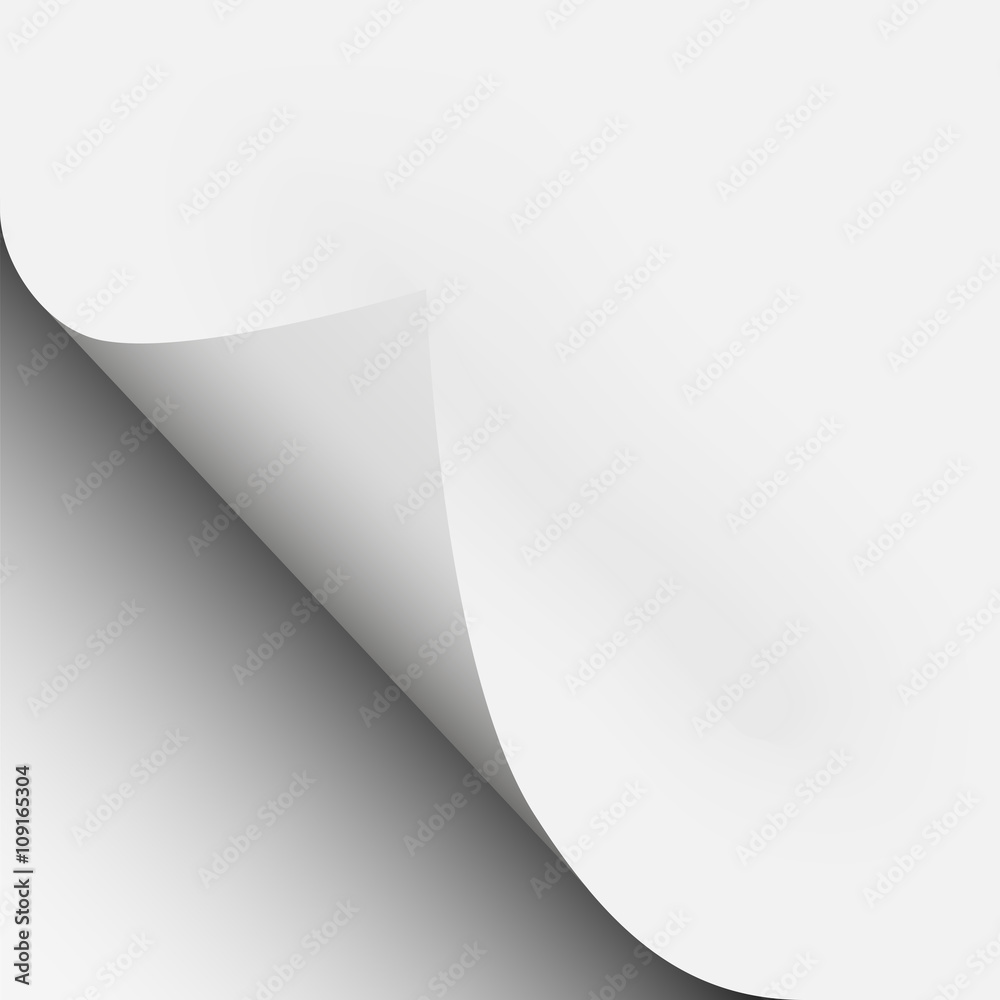 Vector page curl, corner fold with shadow on a blank sheet of paper ...